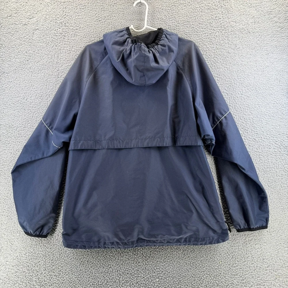 VTG Nike Quarter Zip Windbreaker Hooded Pullover Vented Blue Ripstop Mens L READ